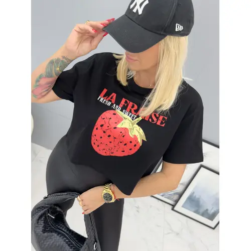 Čierne crop-tričko s potlačou JARKA veľkosť: one size