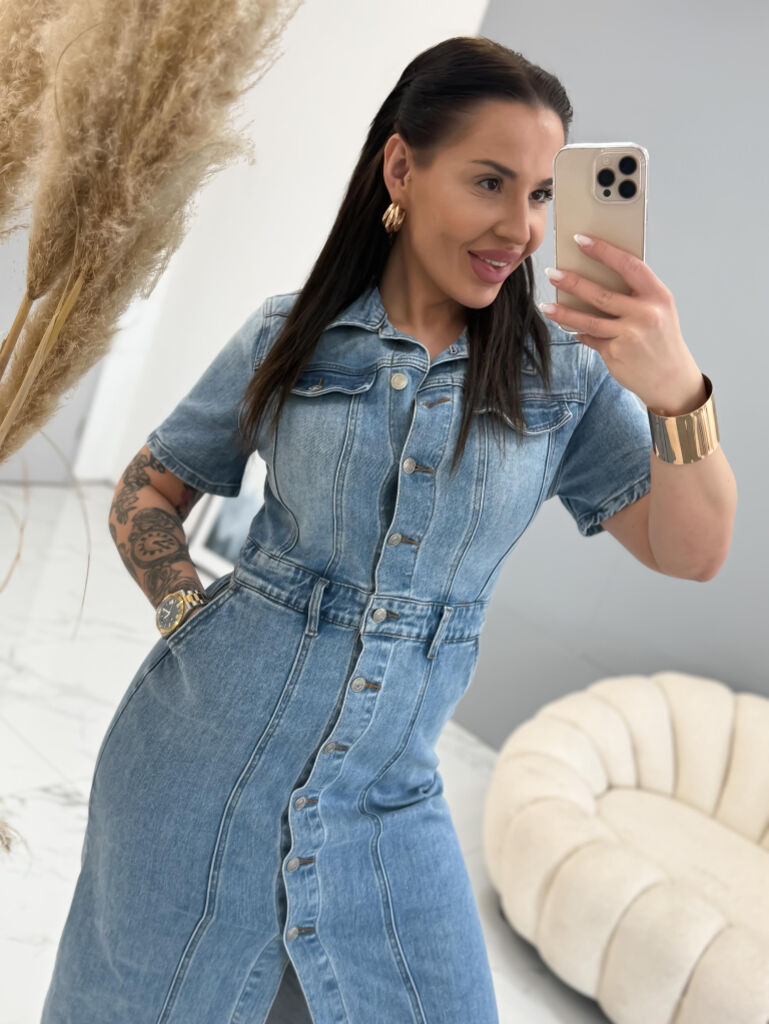 Dlhé denim šaty na gombíky SERYL - next