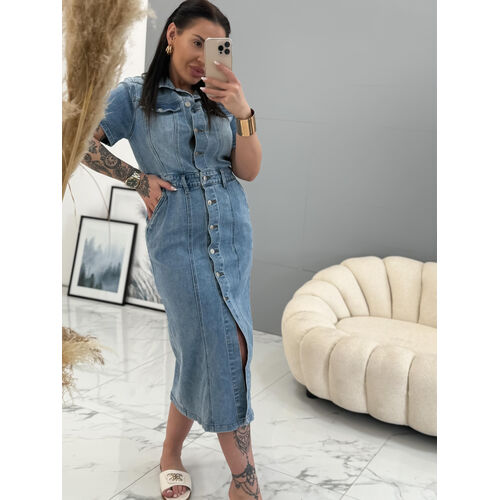 Dlhé denim šaty na gombíky SERYL veľkosť: M/42