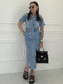 Dlhé denim šaty na gombíky SERYL