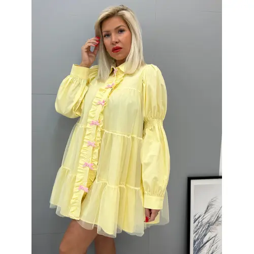 Žlté košeľové babydoll šaty YGRITTE veľkosť: one size