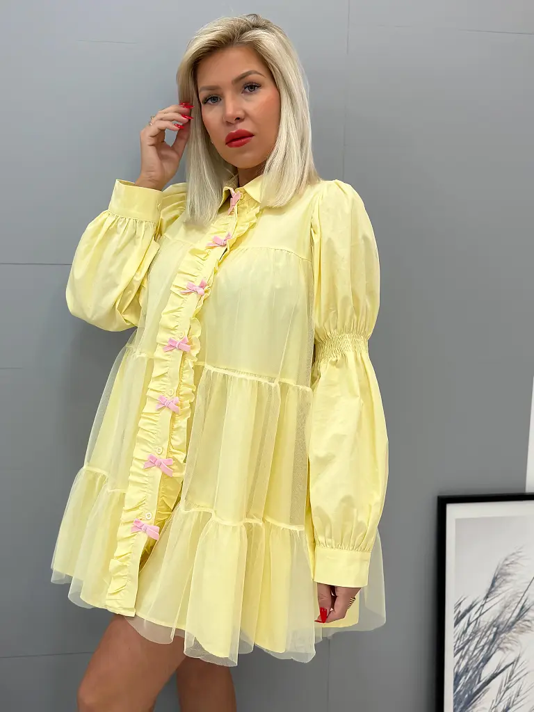 Žlté košeľové babydoll šaty YGRITTE