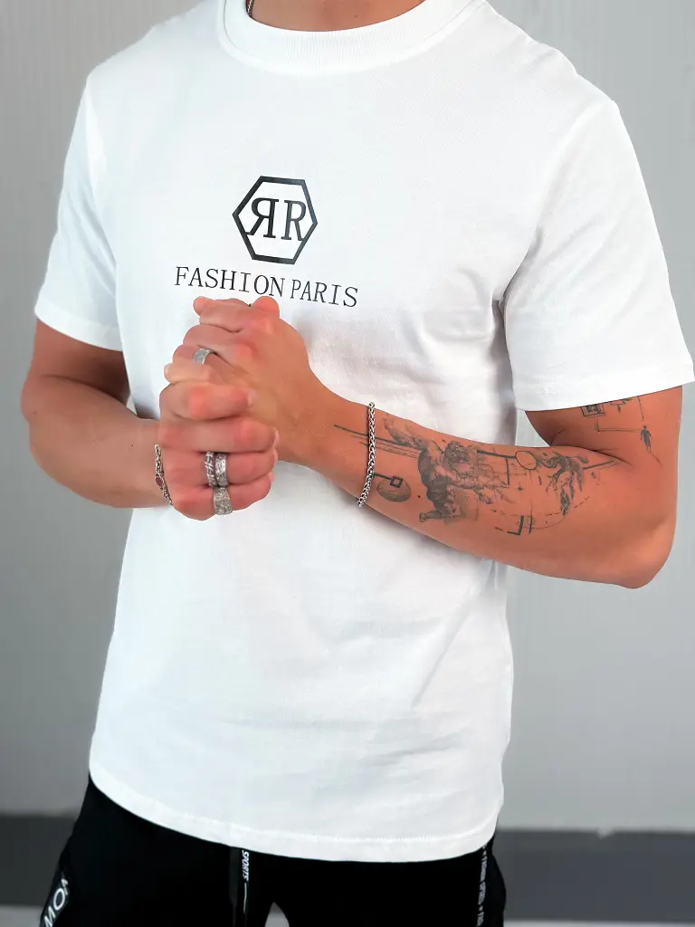 Biele pánske tričko s potlačou - next