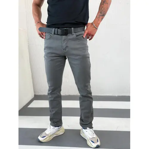 Sivé pánske rifle slim fit s opaskom veľkosť: 42
