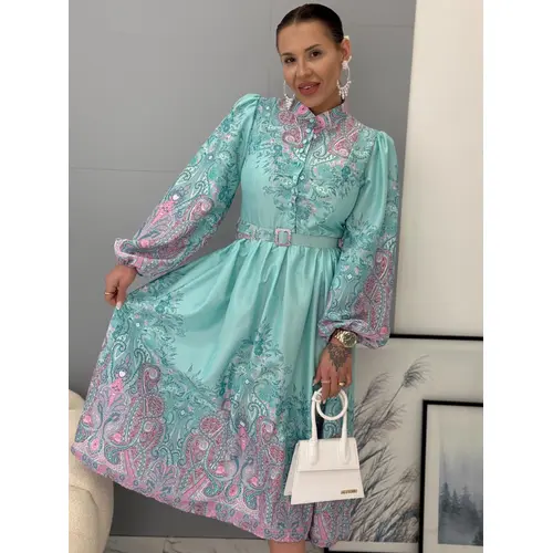 Vzorované košeľové dlhé šaty GRACE veľkosť: one size