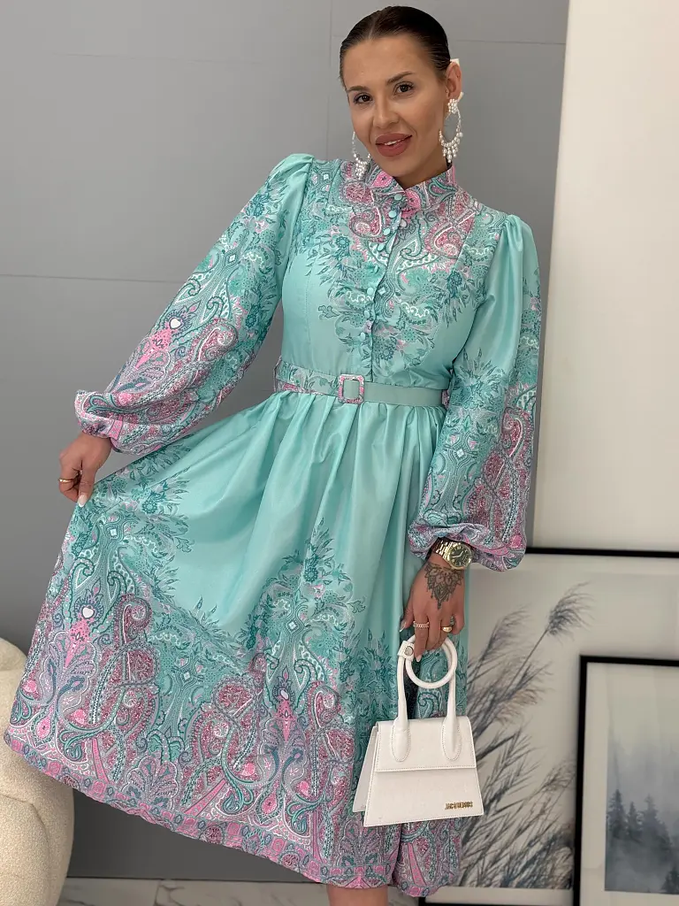 Vzorované košeľové dlhé šaty GRACE