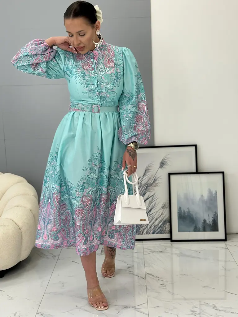 Vzorované košeľové dlhé šaty GRACE - next