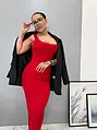 Dlhé elastické červené šaty ALMA