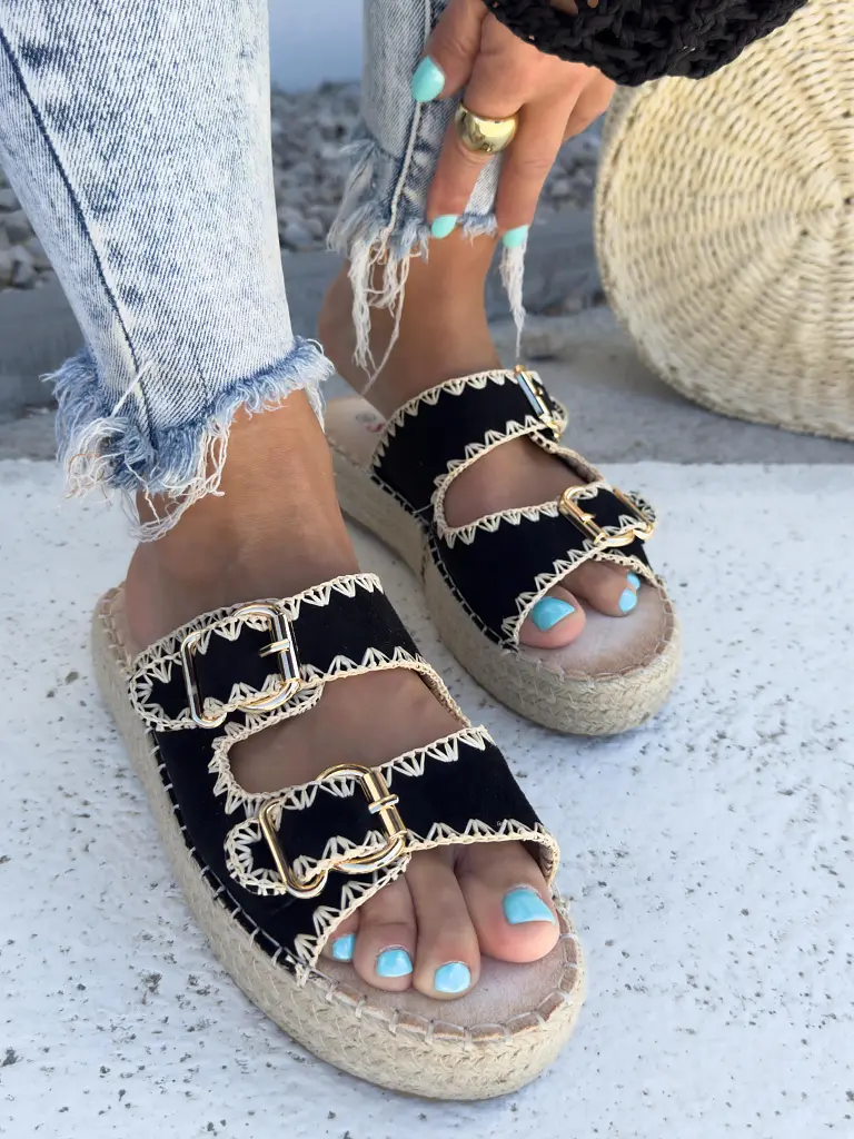 Čierne platformové šľapky ALETTA