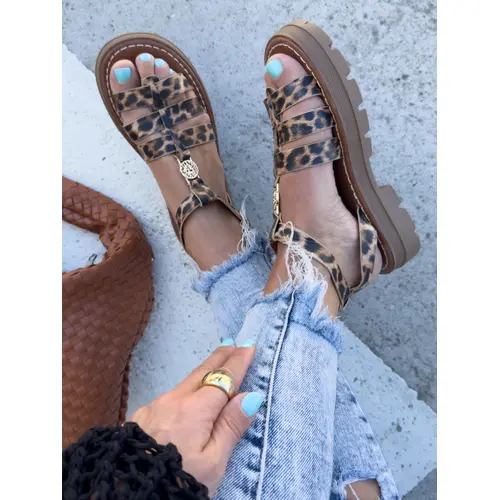 Leopardie sandále so zlatou ozdobou ROMANA veľkosť: 40