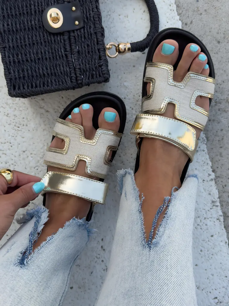 Zlaté dámske šľapky JOSLEEN-