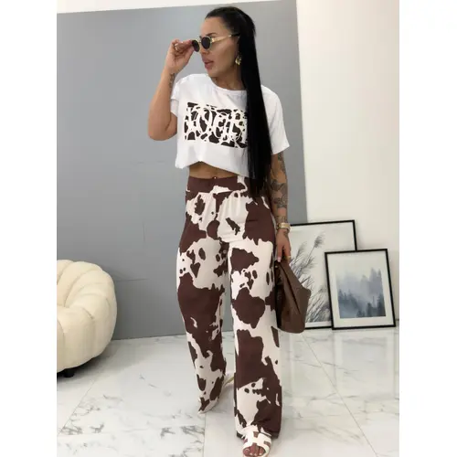 Vzorované dámske nohavice s gumeným pásom FABIOLA veľkosť: one size