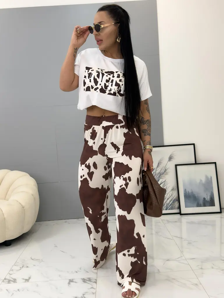 Vzorované dámske nohavice s gumeným pásom FABIOLA