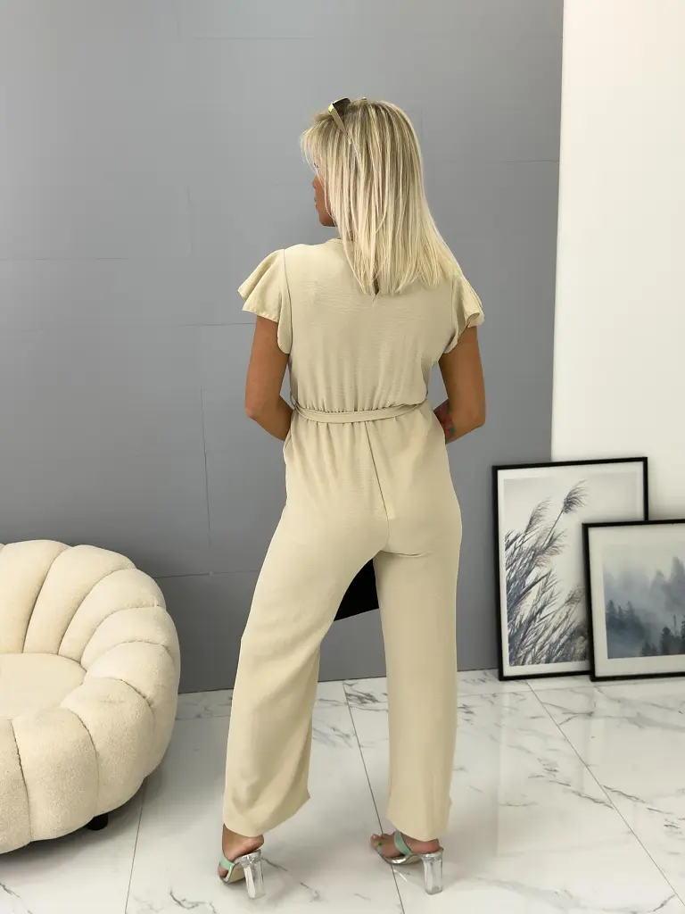 Elegantný béžový overal s opaskom YVONNE - next