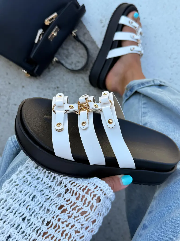 Biele platformové šľapky OLIVA