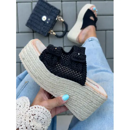 Platformové háčkované šľapky CORALA veľkosť: 40