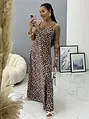 Leopardie saténové maxi šaty FELICIA