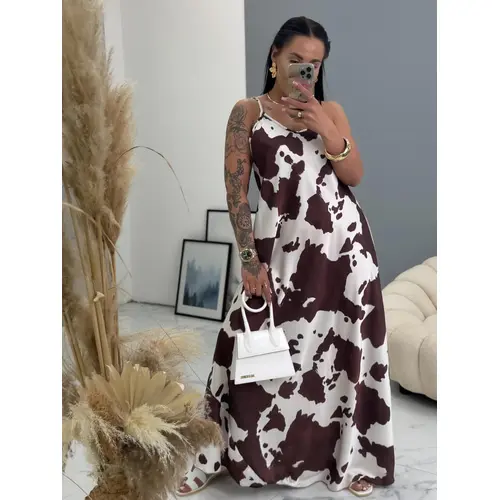 Vzorované saténové maxi šaty FELICIA veľkosť: one size