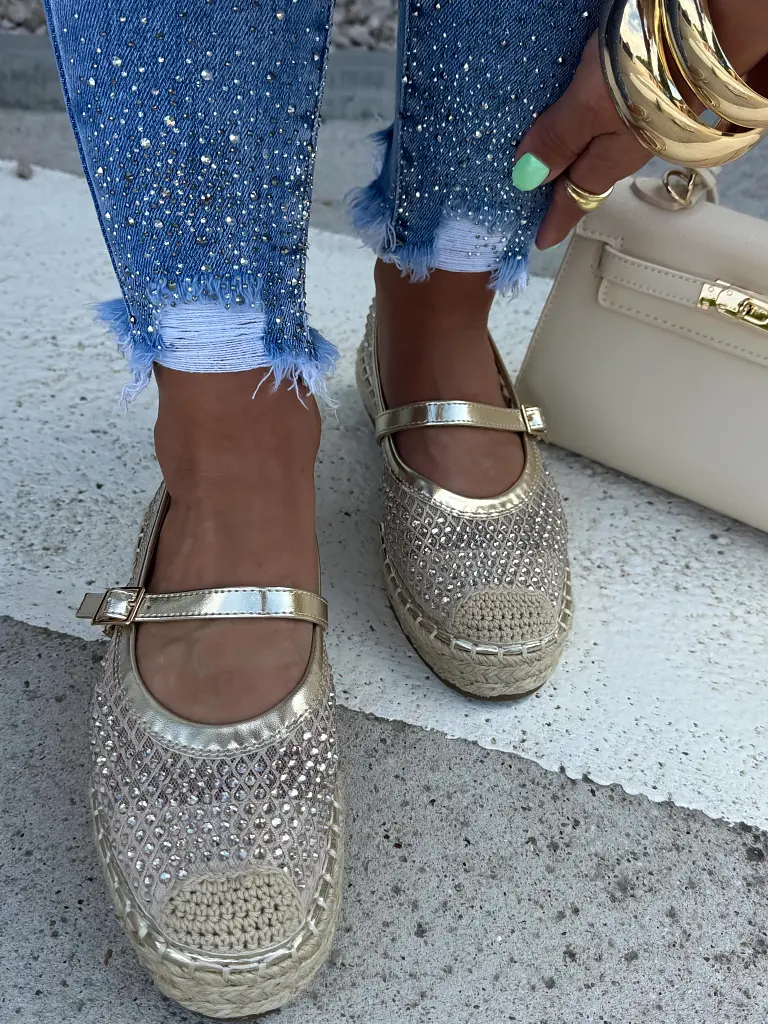 Sandále zdobené kamienkami v štýle espadrille SERYL