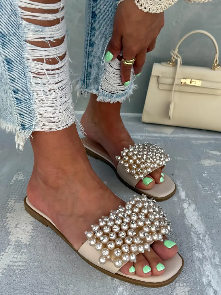 Dámske šľapky zdobené korálikmi KAIDEN- - next