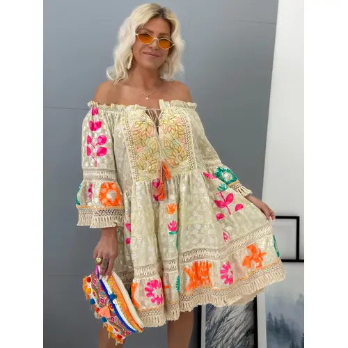 Vzorované šaty v boho štýle FERREN veľkosť: L/XL