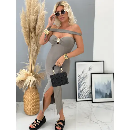 Midi šaty s predným rozparkom HOLLIE veľkosť: one size