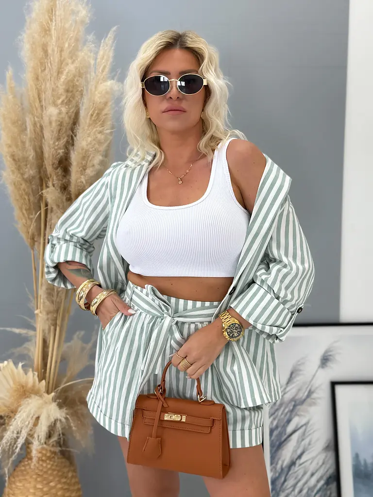 Pásikavý dámsky komplet s opaskom DANIELA - next