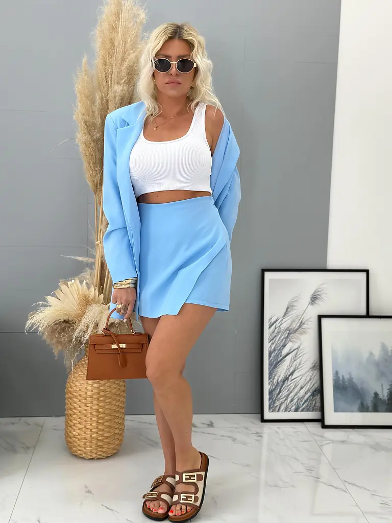 Modré sukňové nohavice BETTA