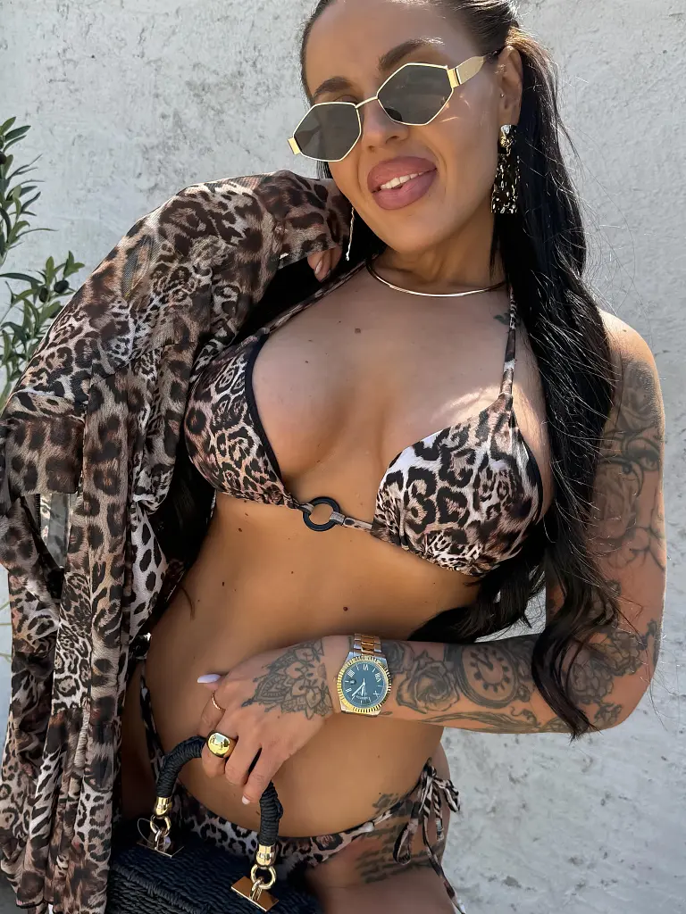 Leopardie bikiny s plážovou tunikou SUNNY