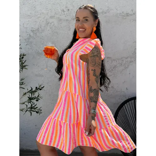 Pásikavé mušelínové babydoll šaty SAFFRON veľkosť: one size