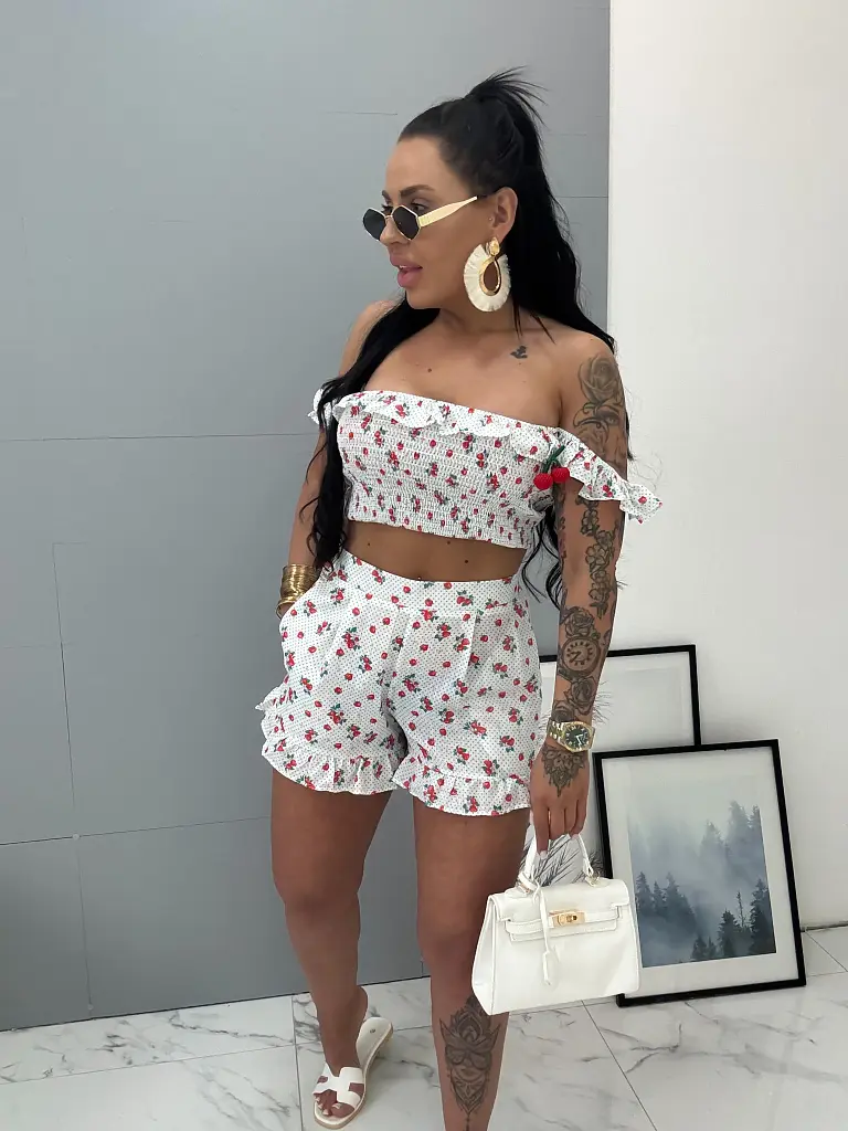 Biely bavlnený komplet s jahodami BERRY - next