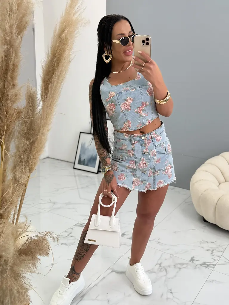 Kvetovaný denim komplet RONY - next