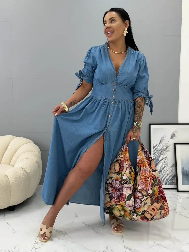 Dlhé denim šaty na gombíky MILANA - next