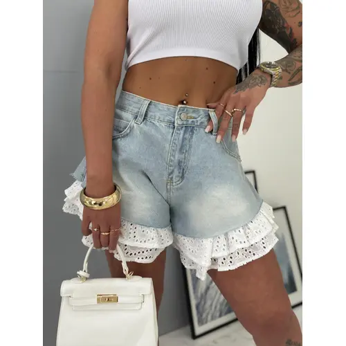 Extravagantné kombinované denim šortky MERYN veľkosť: M