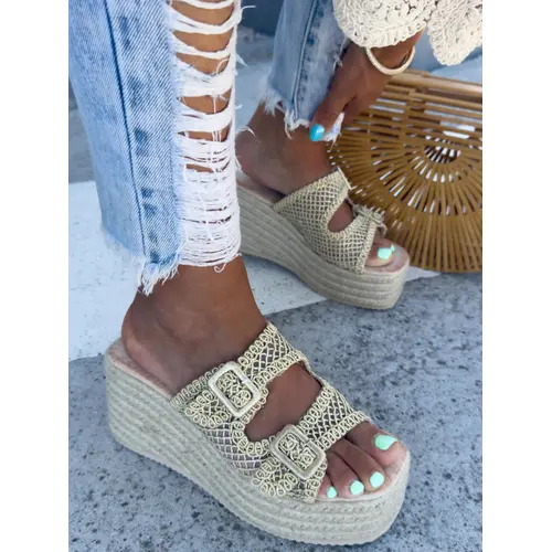 Platformové háčkované šľapky CORALA veľkosť: 38