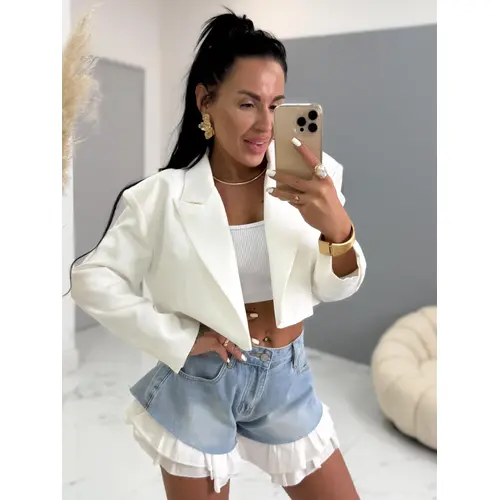 Krátke crop sako s vypchávkami na ramenách MADISON veľkosť: one size