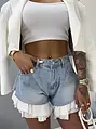 Extravagantné kombinované denim šortky FREYA
