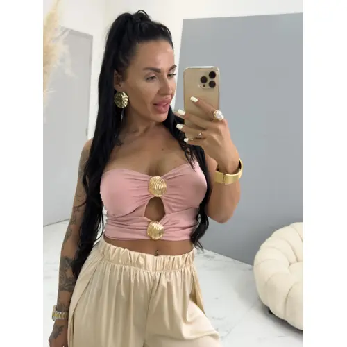 Crop-top na viazanie za krkom s vypchávkami CAMILA veľkosť: one size