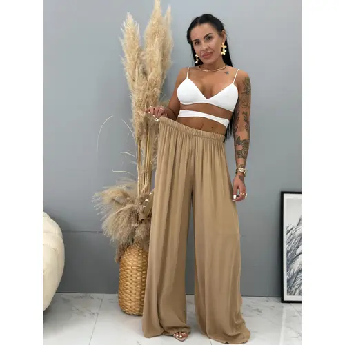 Palazzo nohavice z viskózy s gumeným pásom GRETA veľkosť: one size