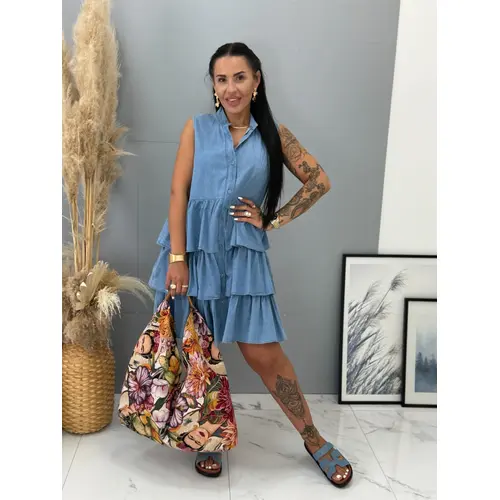 Denim šaty na gombíky s volánmi BETTY veľkosť: one size