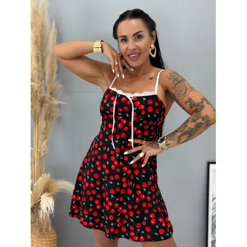 Čerešňové šaty na ramienka DONNA veľkosť: one size