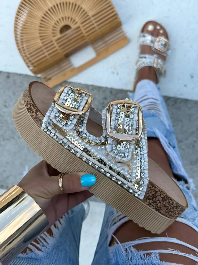 Platformové šľapky zdobené mušľami JESSICA