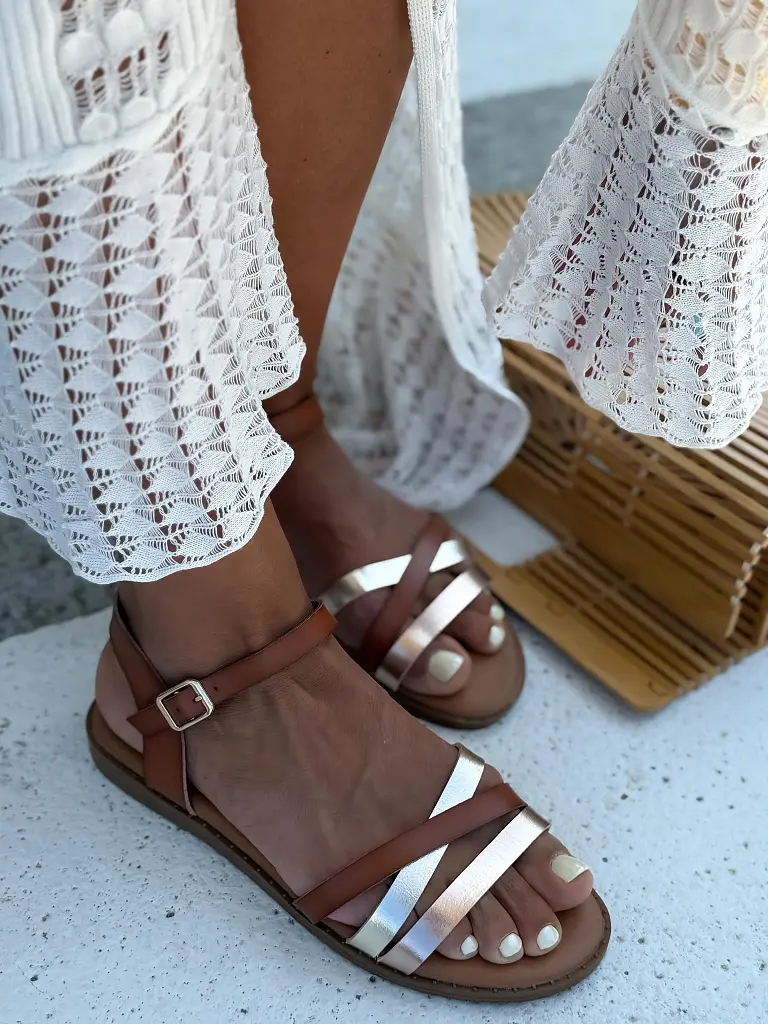 Zlato camel sandále MICHELLE- - next