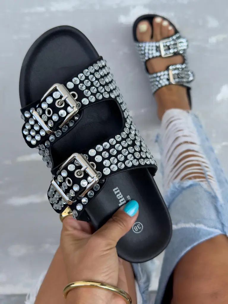 Šľapky zdobené kamienkami VIRGINIA