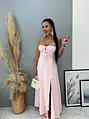 Ružové maxi šaty s predným rozparkom VIERKA