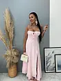 Ružové maxi šaty s predným rozparkom VIERKA