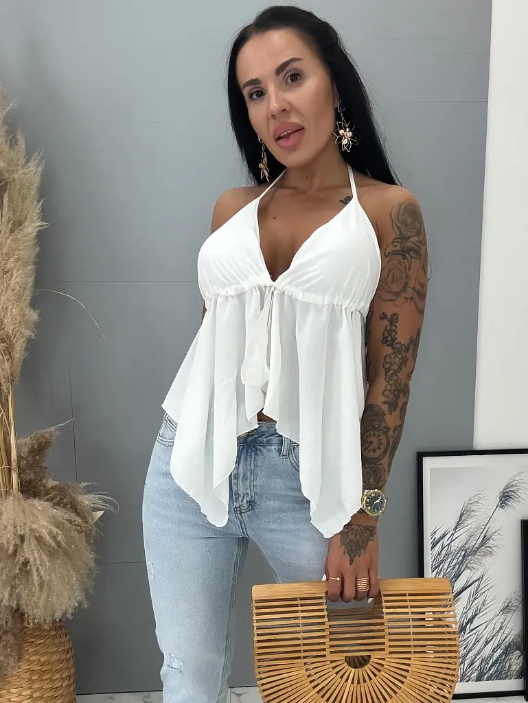 Biely top s vypchávkami MAREN