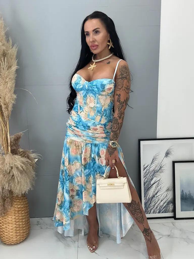 Asymetrické riasené šaty s kvetinovým vzorom FRANCES - next