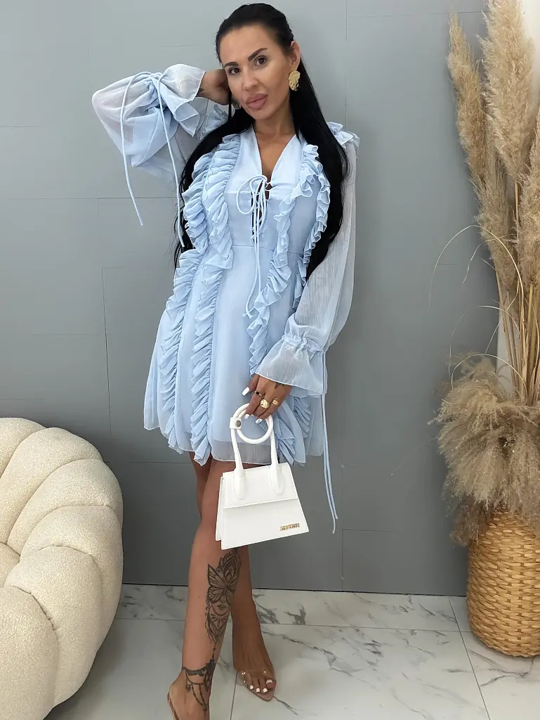 Svetlomodré šifónové šaty YESSAMIA