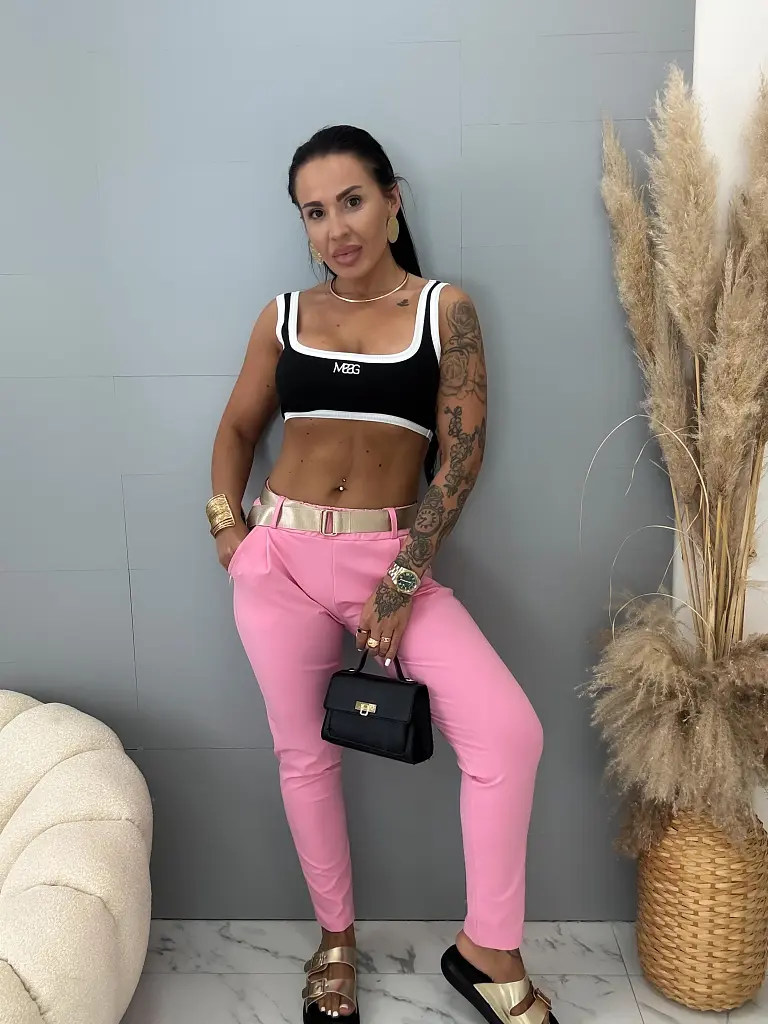 Športovo-elegantné nohavice s gumeným pásom a opaskom MAYSA